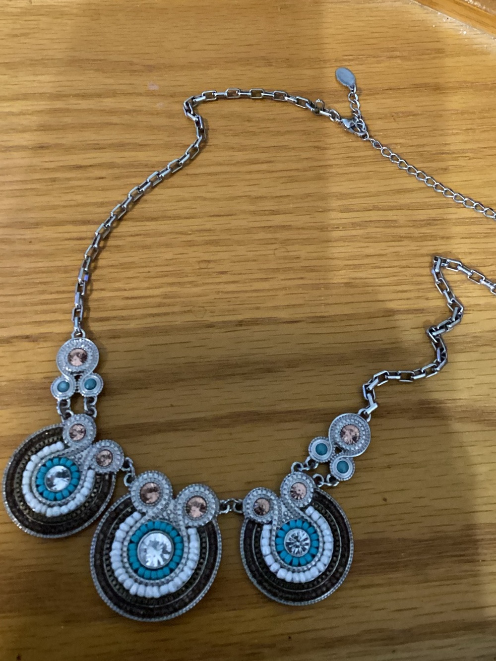 Cookie Lee Silver-Tone Turquoise & White Beaded Statement Necklace 20”